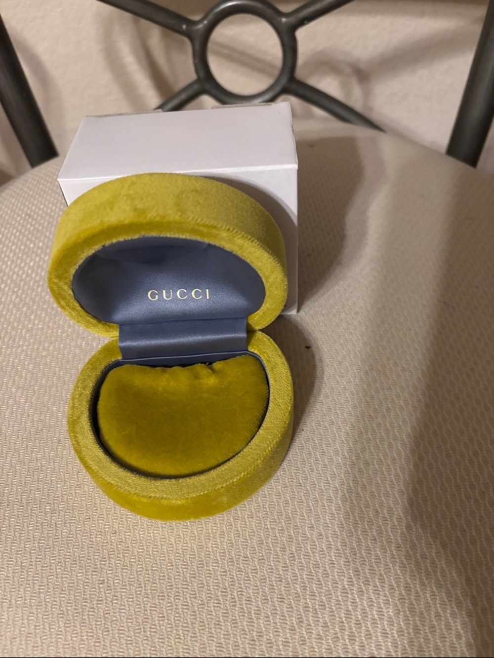Gucci Yellow Velvet Round jewelry Box